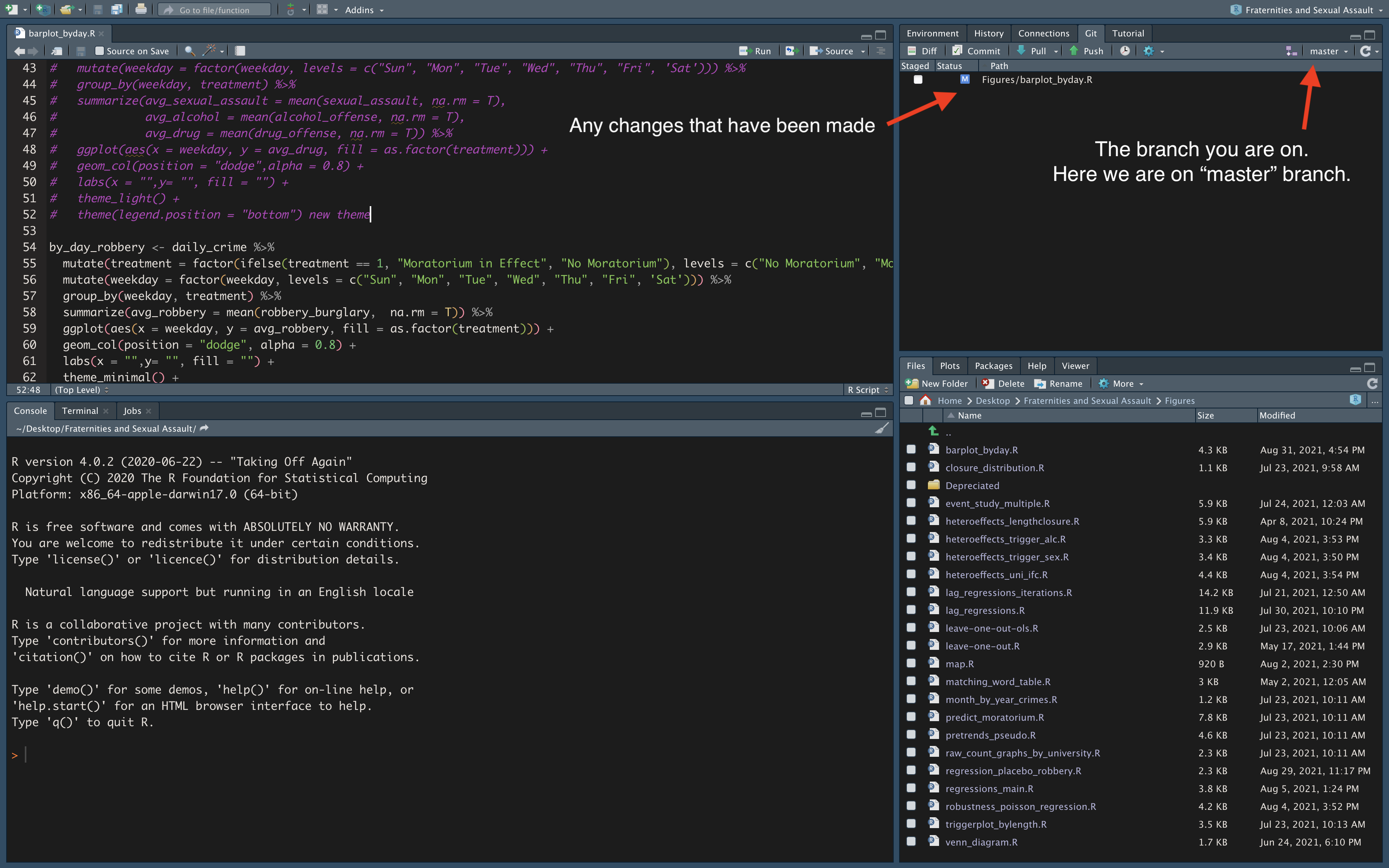 \label{gitpanel}The Git panel of RStudio.