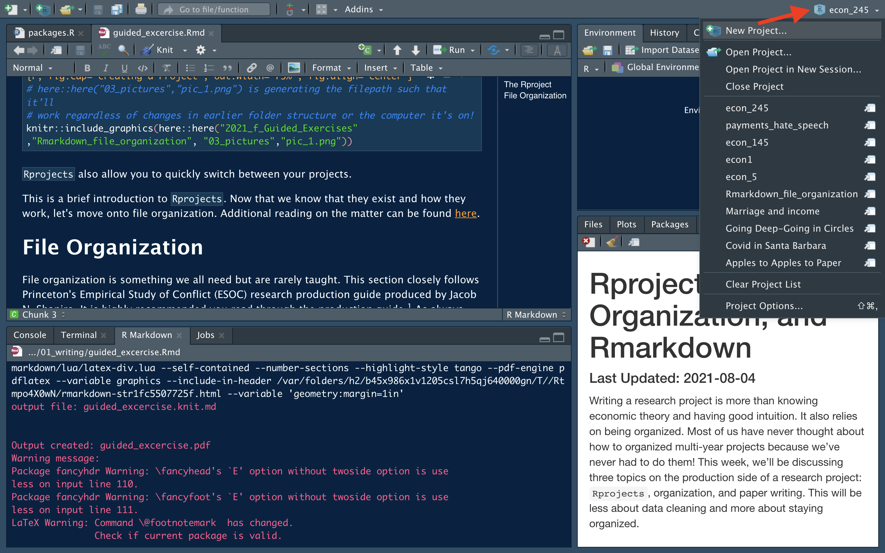 \label{switching} Easily Switching Projects